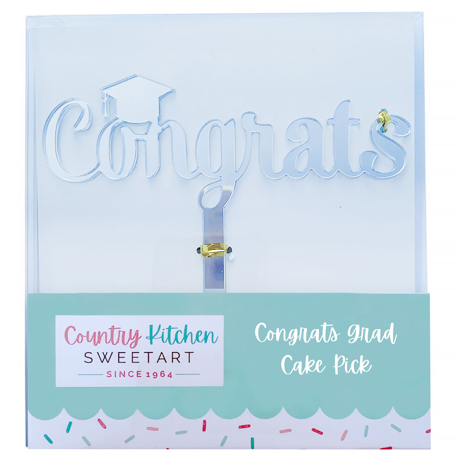 Silver Congrats Grad Cake Topper