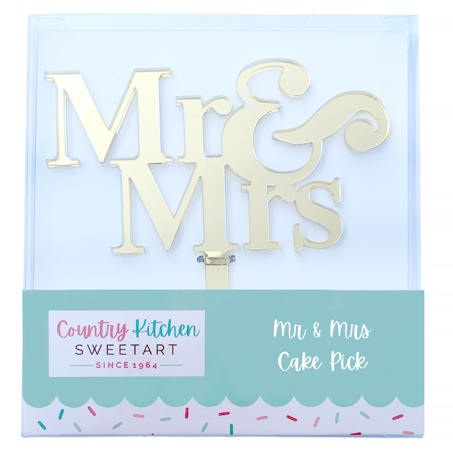 Gold Mr and Mrs Cake Topper