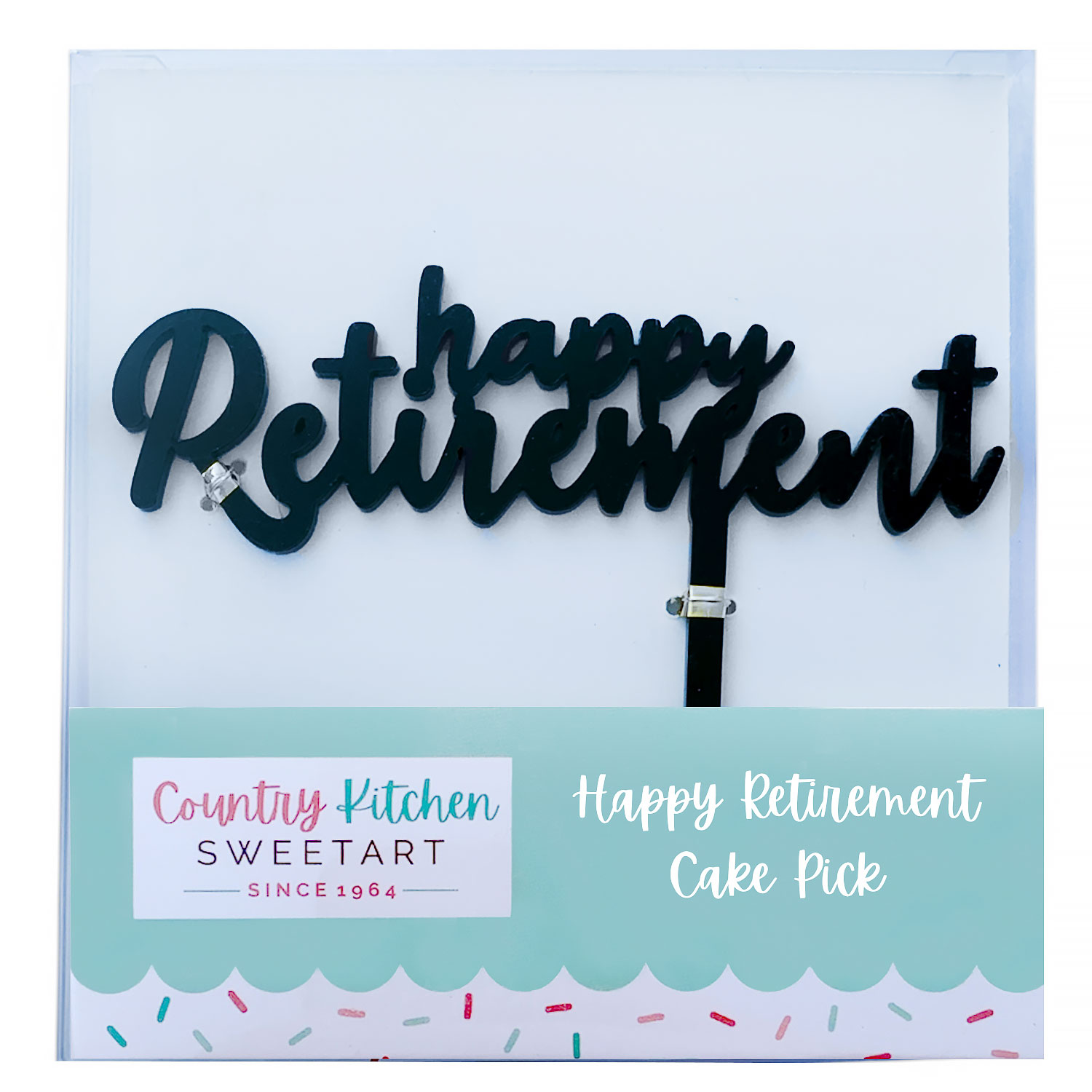 Black Happy Retirement Cake Topper