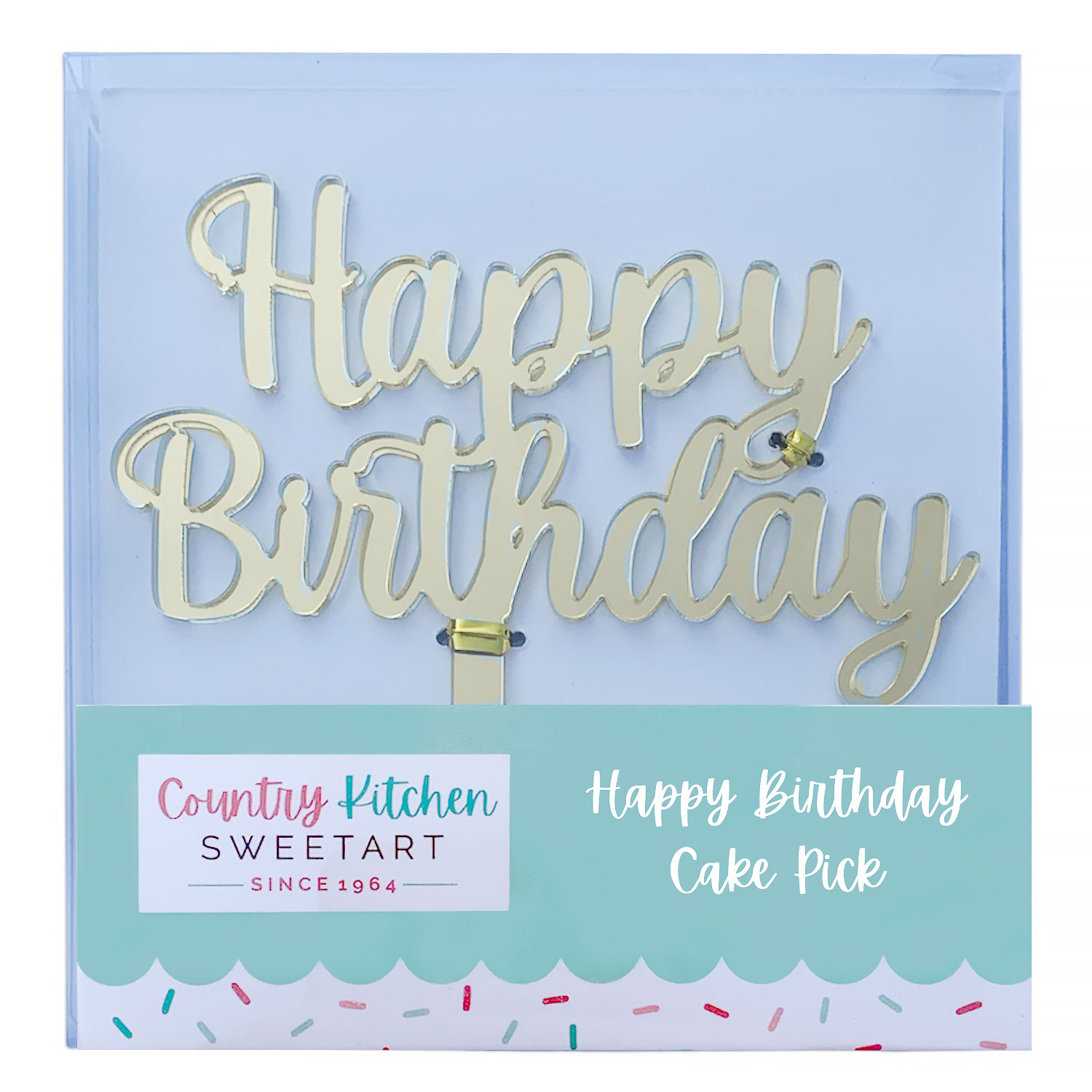 Gold Happy Birthday Cake Topper