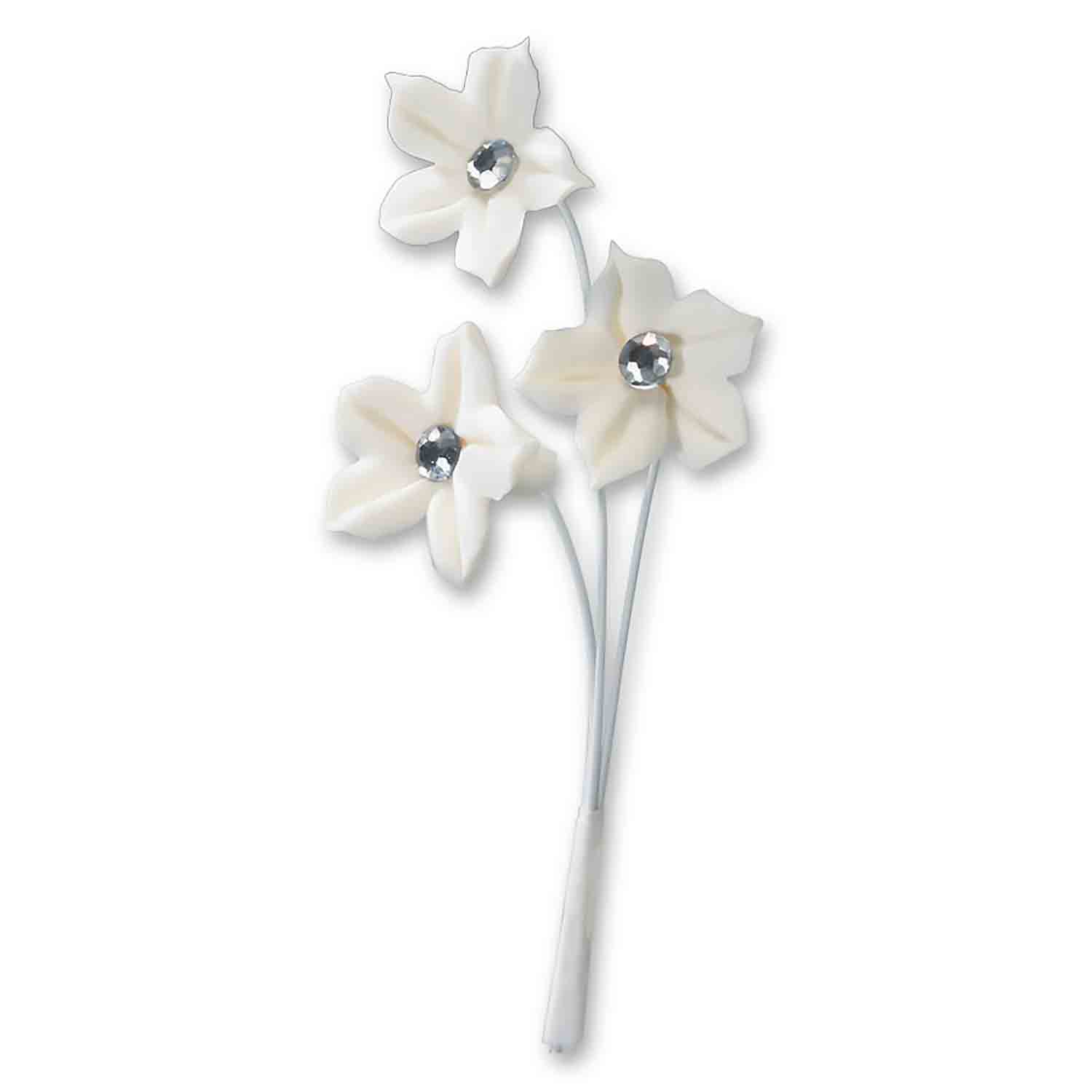 Gum Paste White Diamante Flower