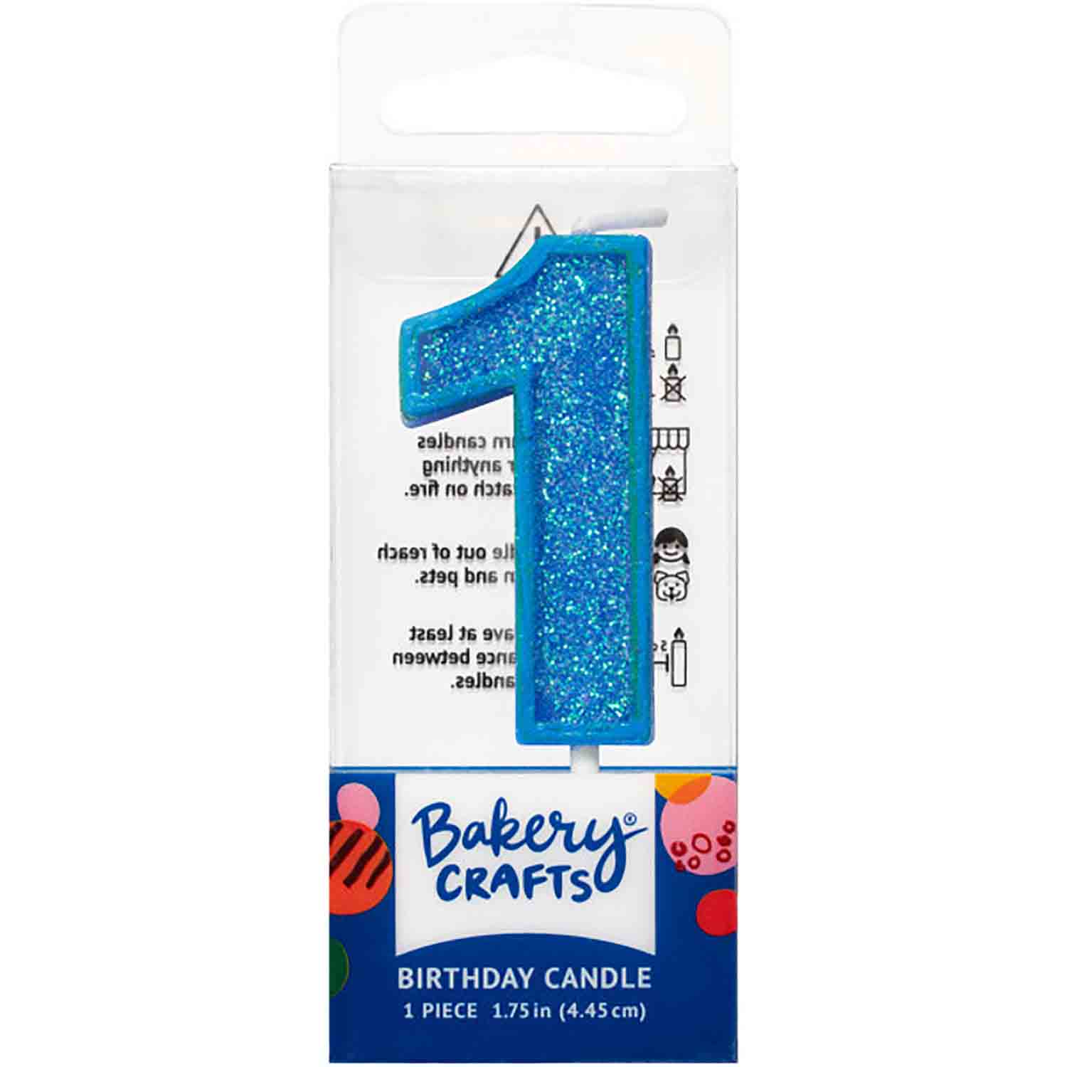 Blue Number 1 Glitter Candle