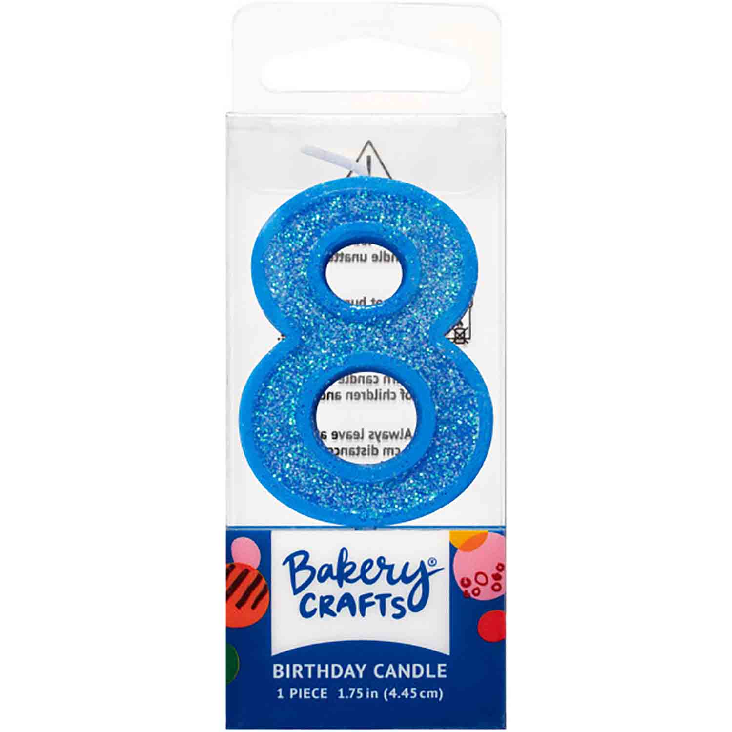 Blue Number 8 Glitter Candle