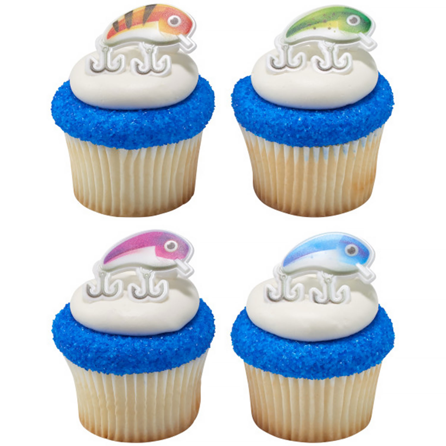 24 Fishing Lure Cupcake Rings Toppers