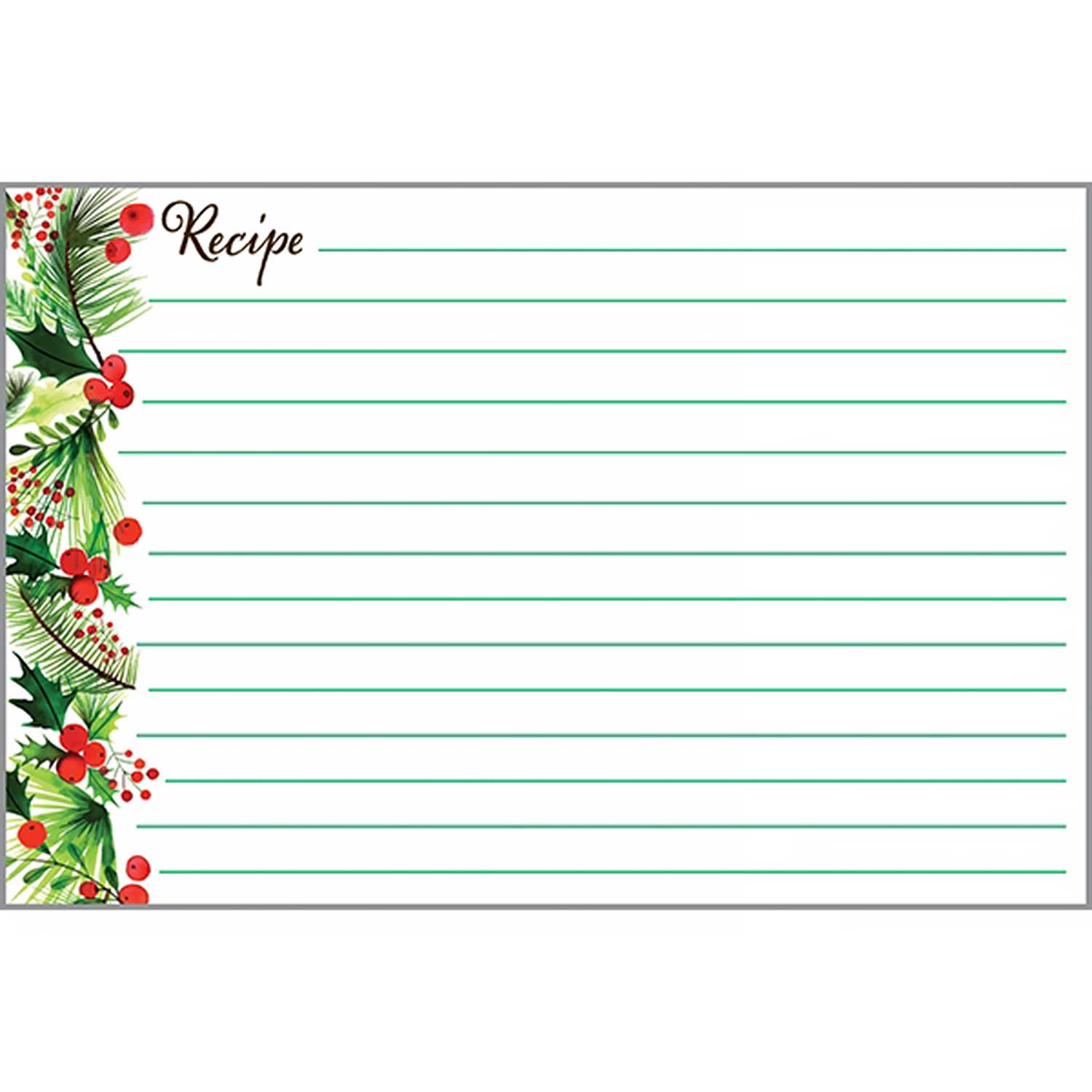 Christmas Holly Recipe Cards