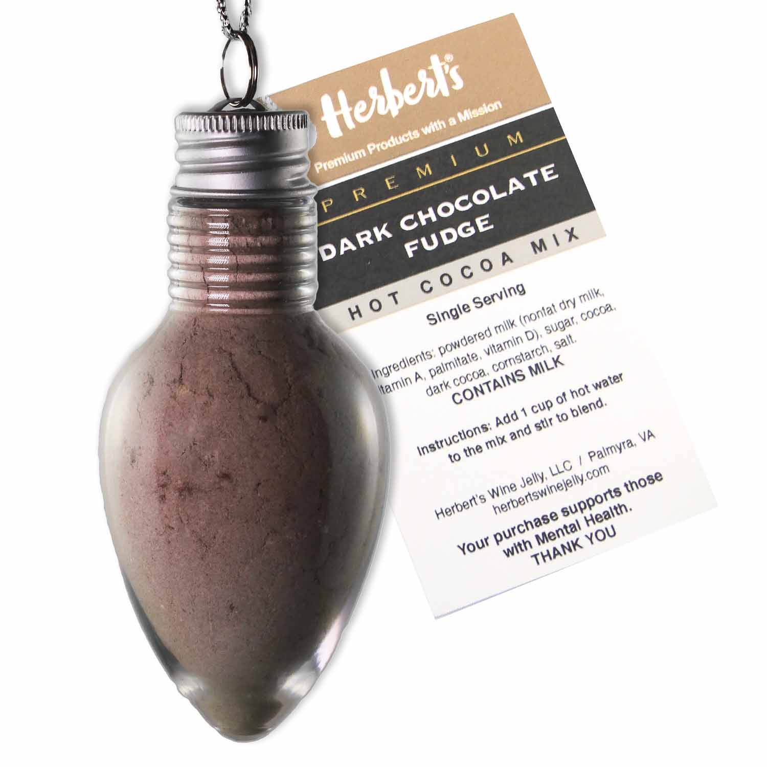 Dark Chocolate Fudge Hot Cocoa Ornament