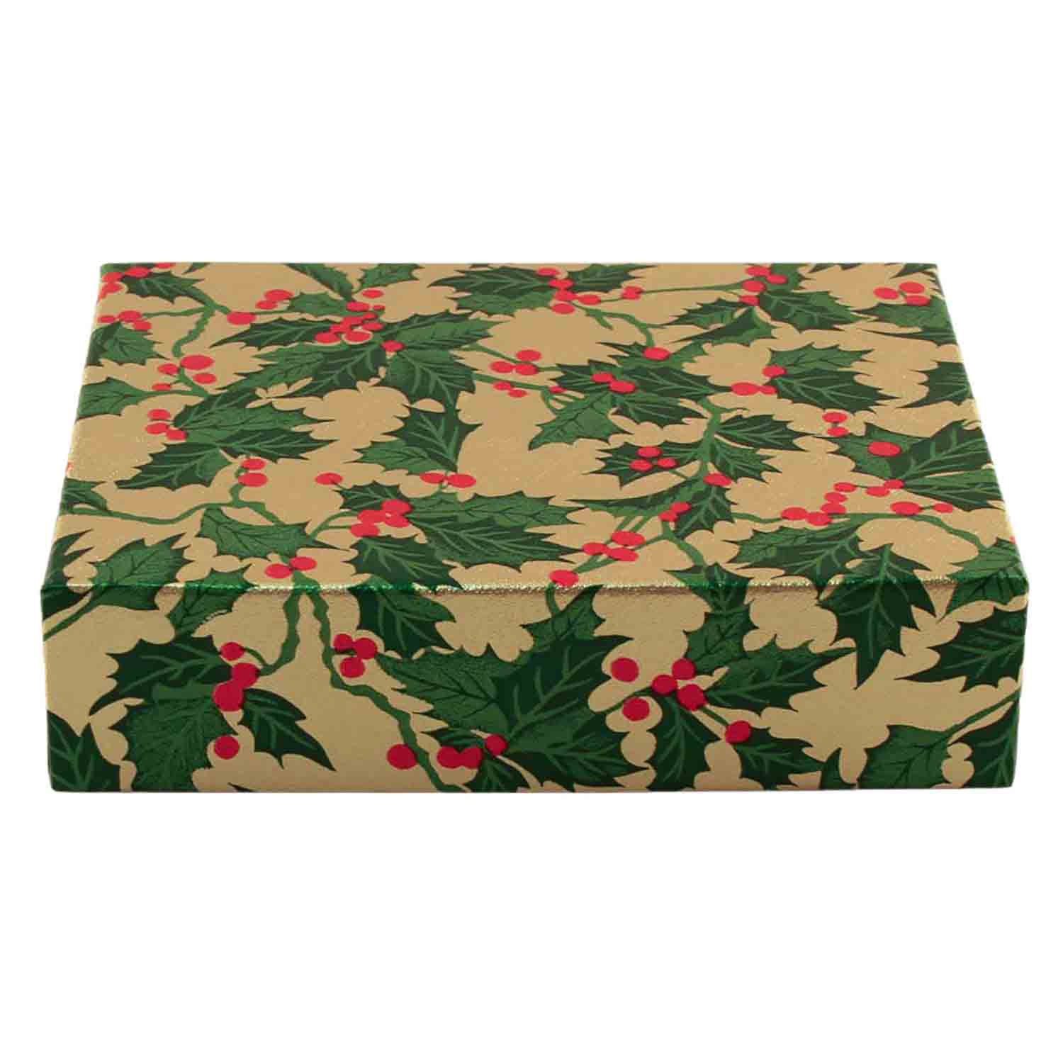 1/2 lb Holly and Berry Candy Box with Brown Base