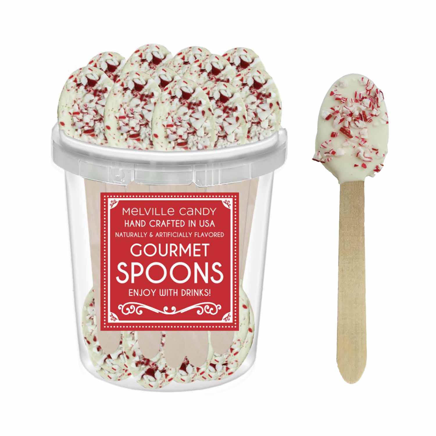 White Chocolate Peppermint Dipped Spoons