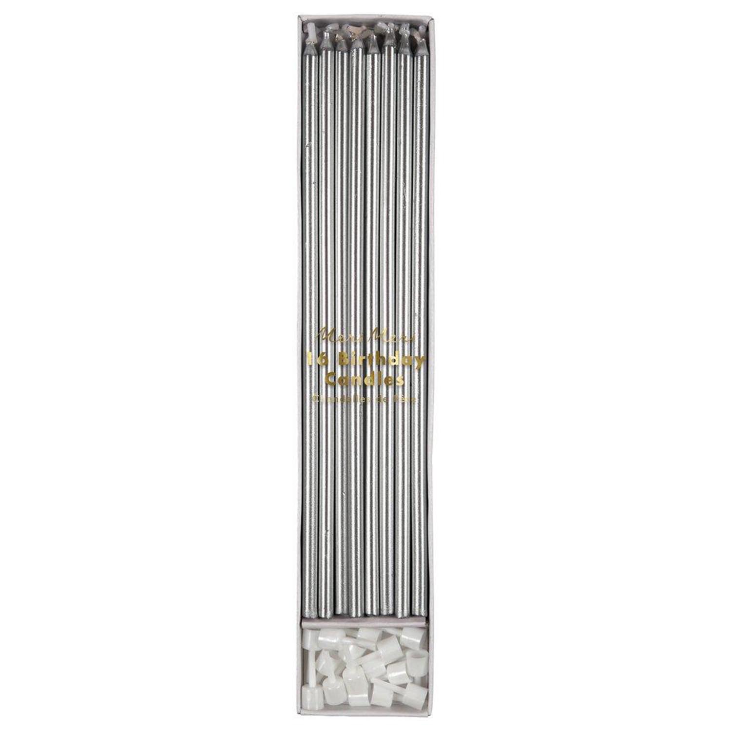 Metallic Silver Tall Party Candles