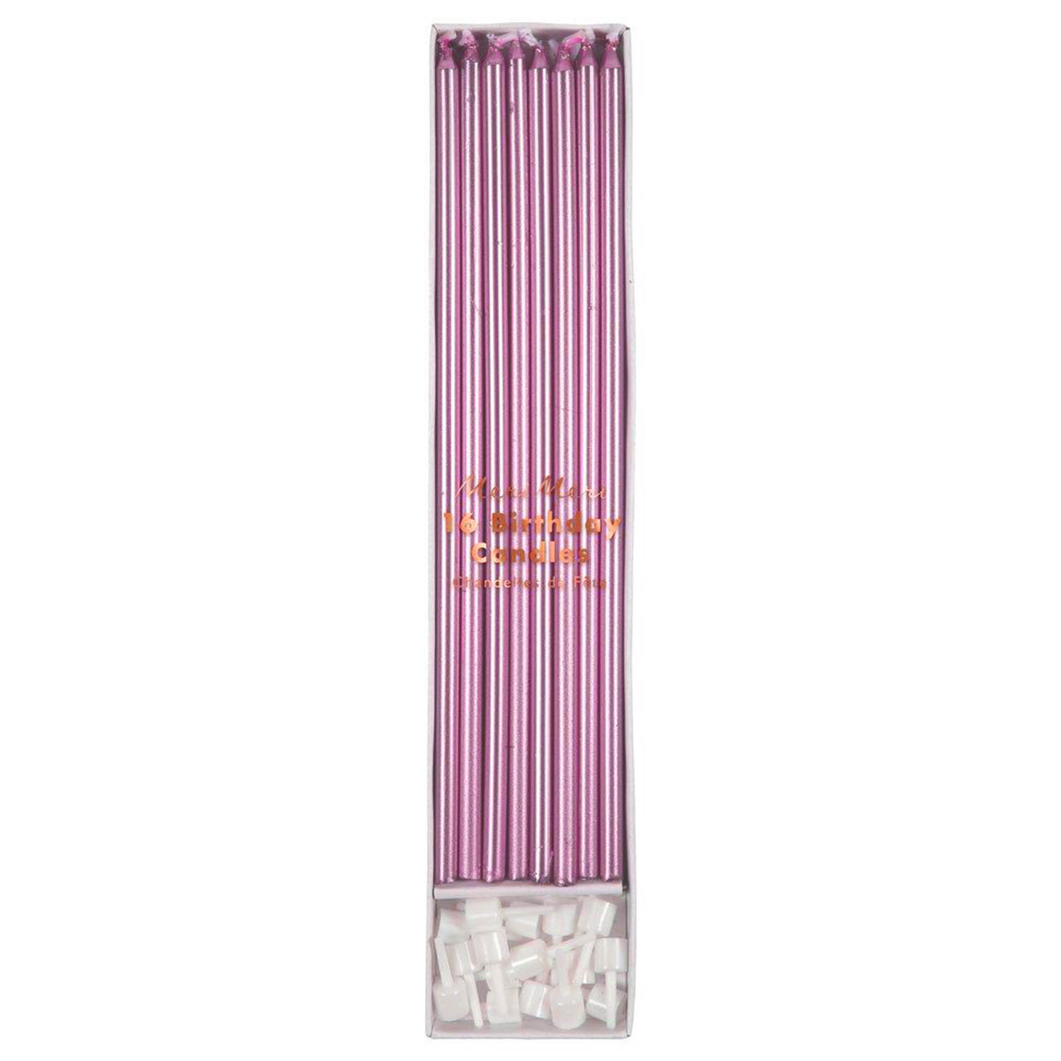 Pink Metallic Tall Party Candles