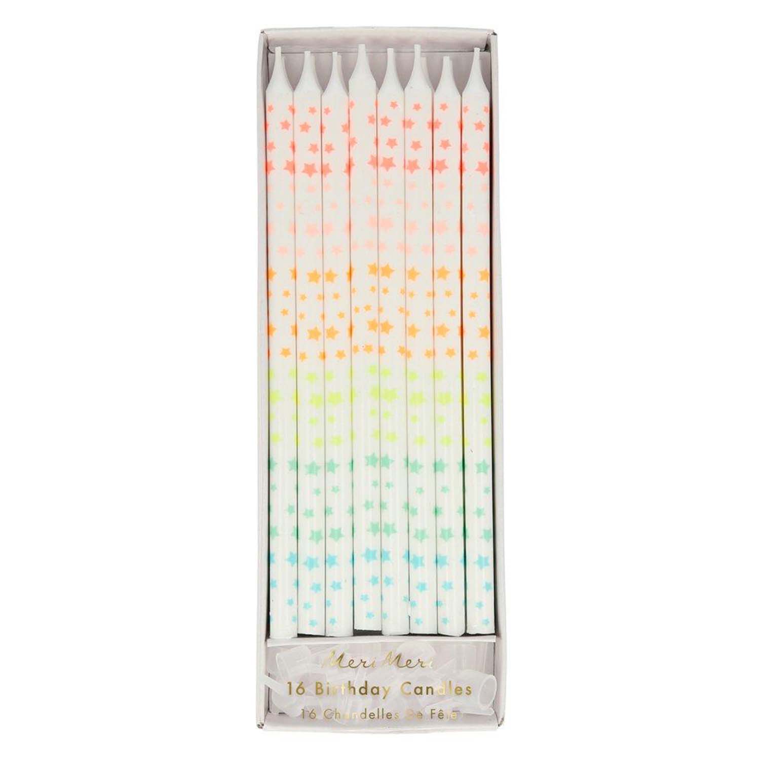 Rainbow Star Tall Party Candles