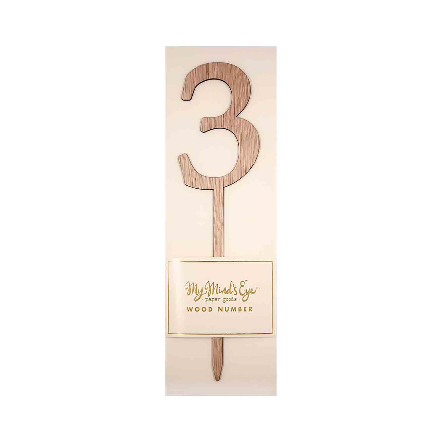 Number 3 Wood Cake Topper