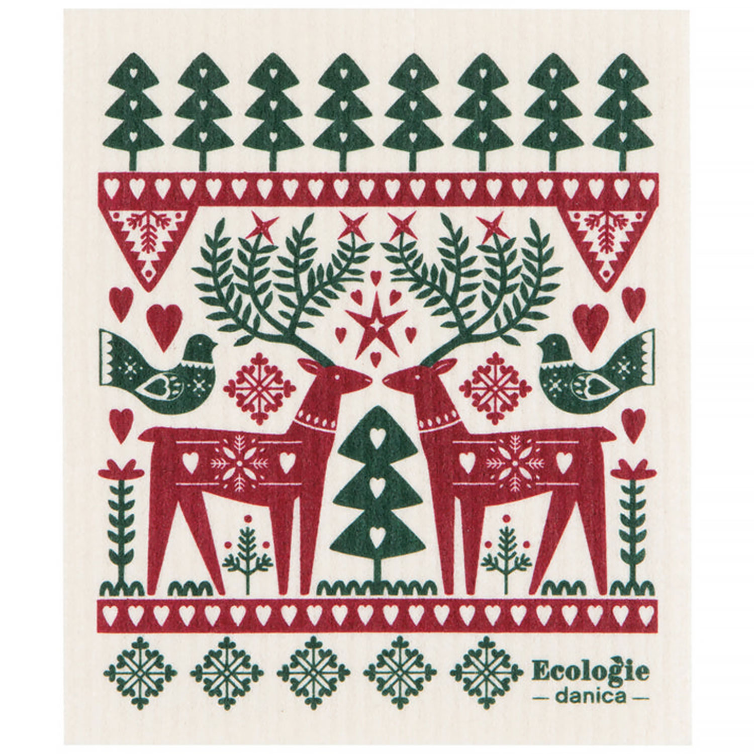 Swedish Dish Cloth - Folk Christmas Forest