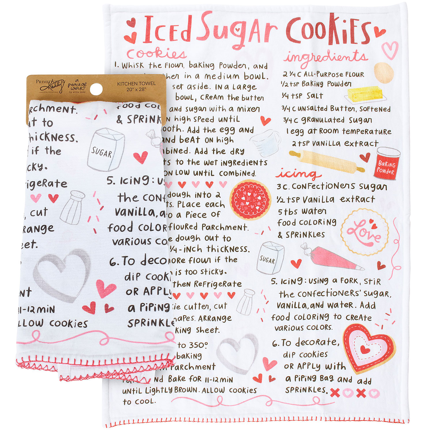Heart Iced Sugar Cookies Kitchen Towel