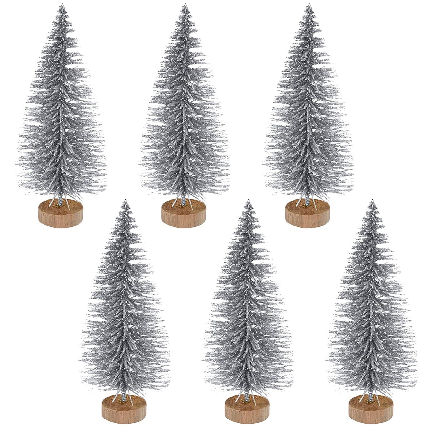 3.5" Snow-Tipped Silver Christmas Tree Cake Toppers