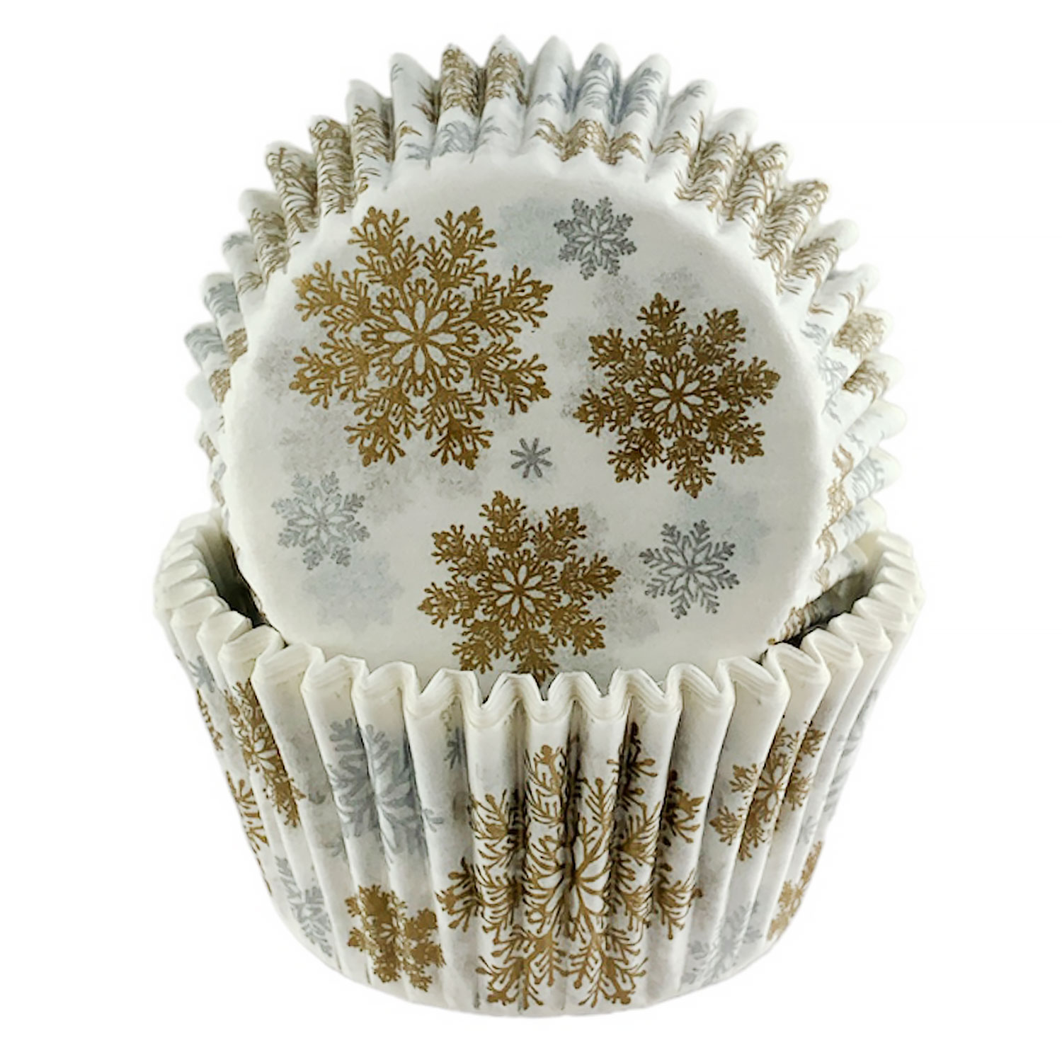 Silver & Gold Snowflakes Cupcake Liners