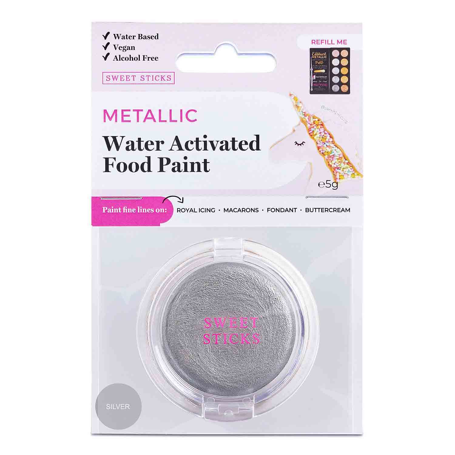 Silver Water Activated Food Paint