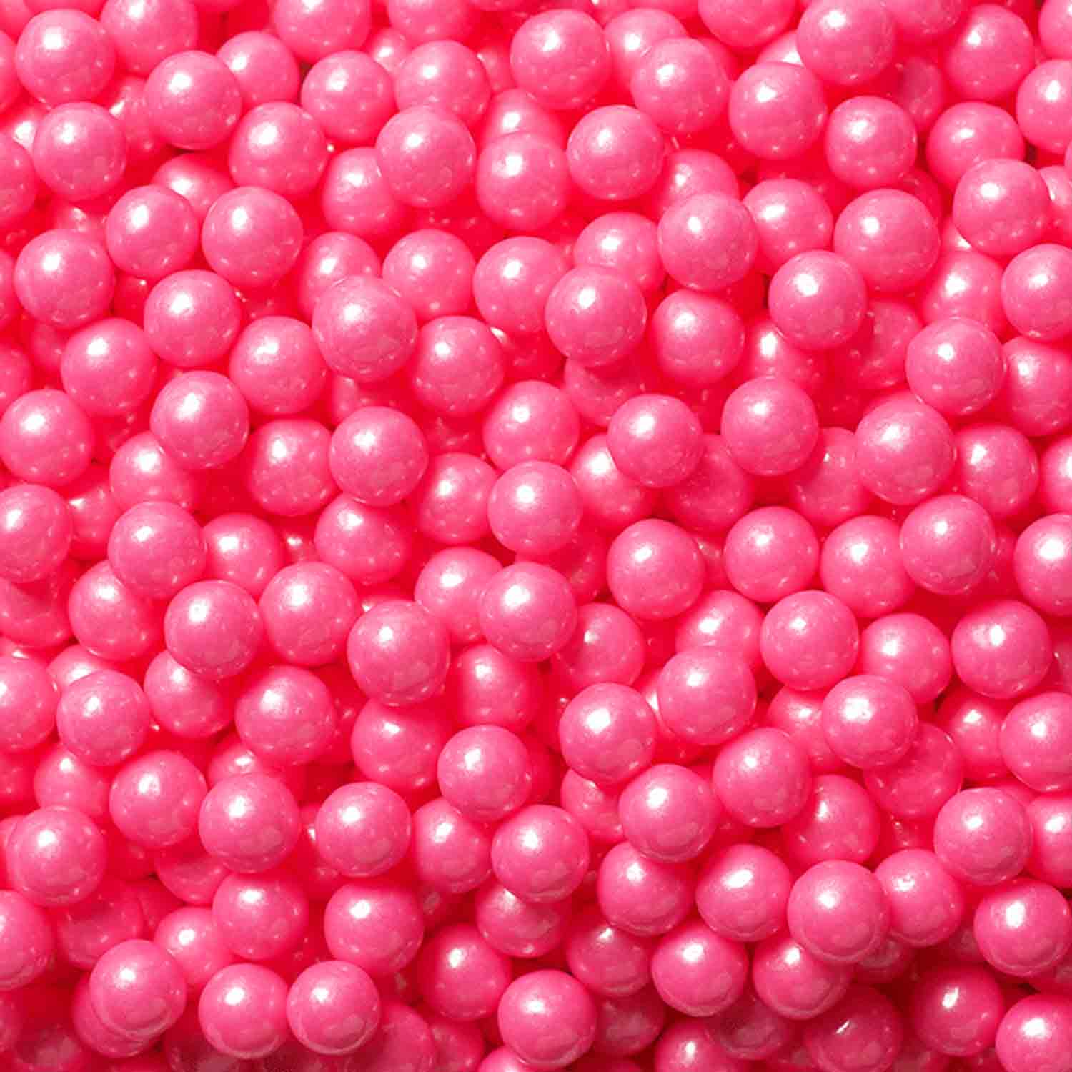 7mm Bright Pink Shimmer Sugar Pearls