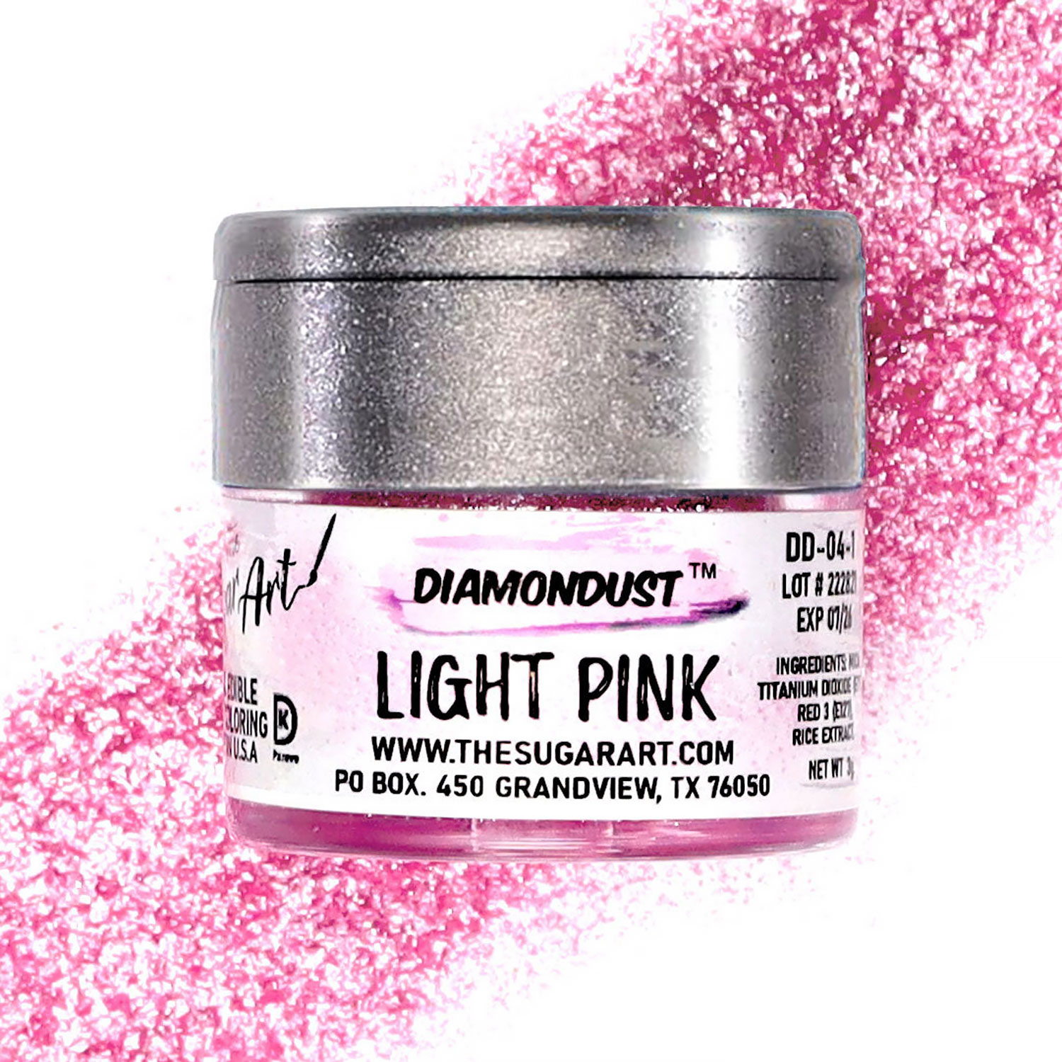 The Sugar Art Light Pink Diamond Dust | FDA Approved | Kosher