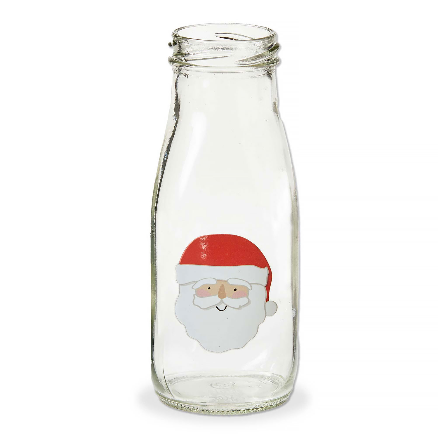 Santa Glass Milk Bottle