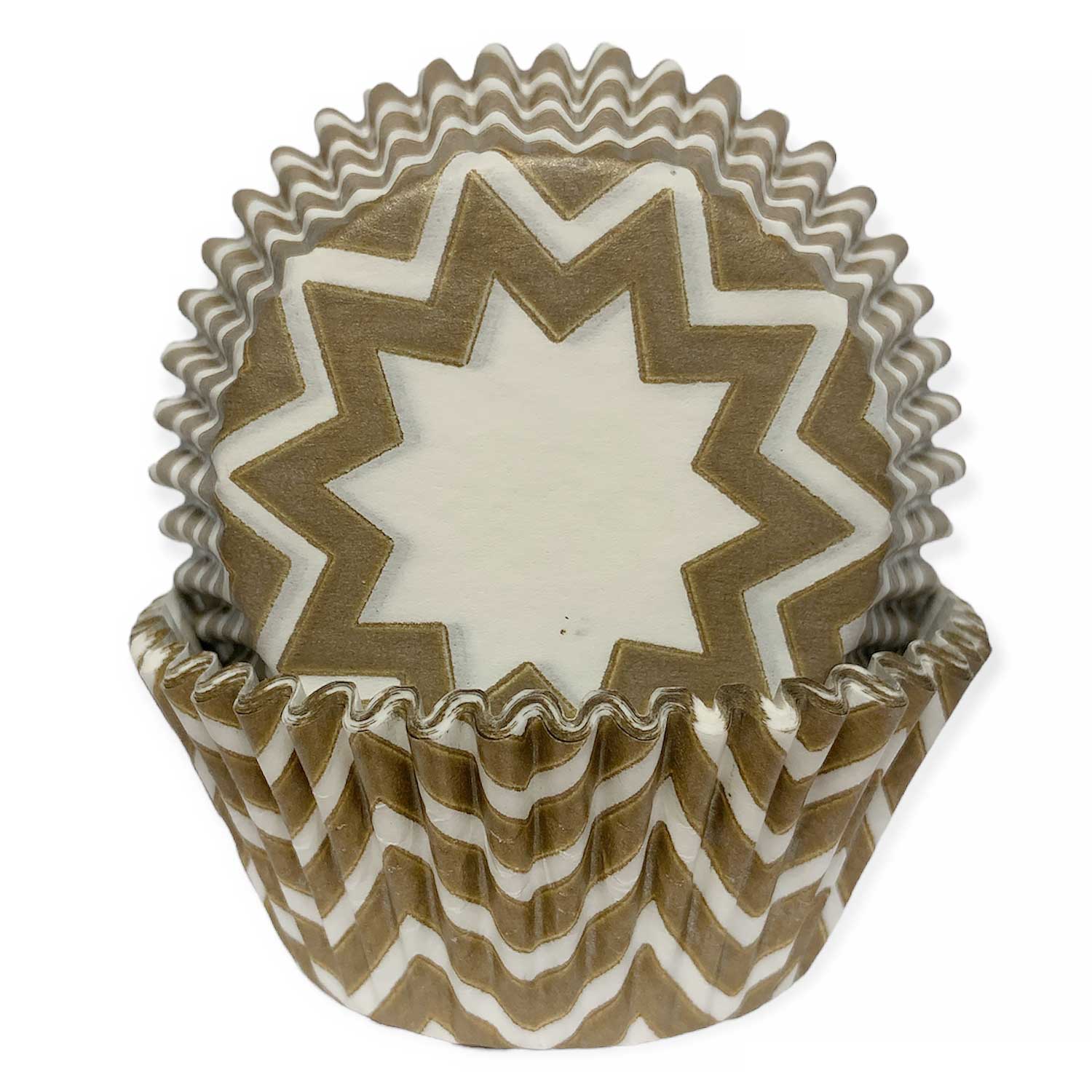 White and Gold Chevron Standard Cupcake Liners