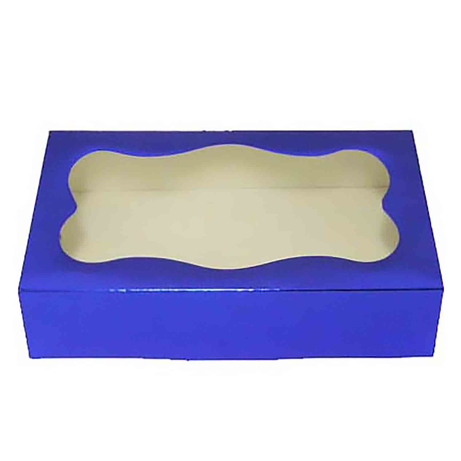 2 lb Blue Foil Cookie Box with Window