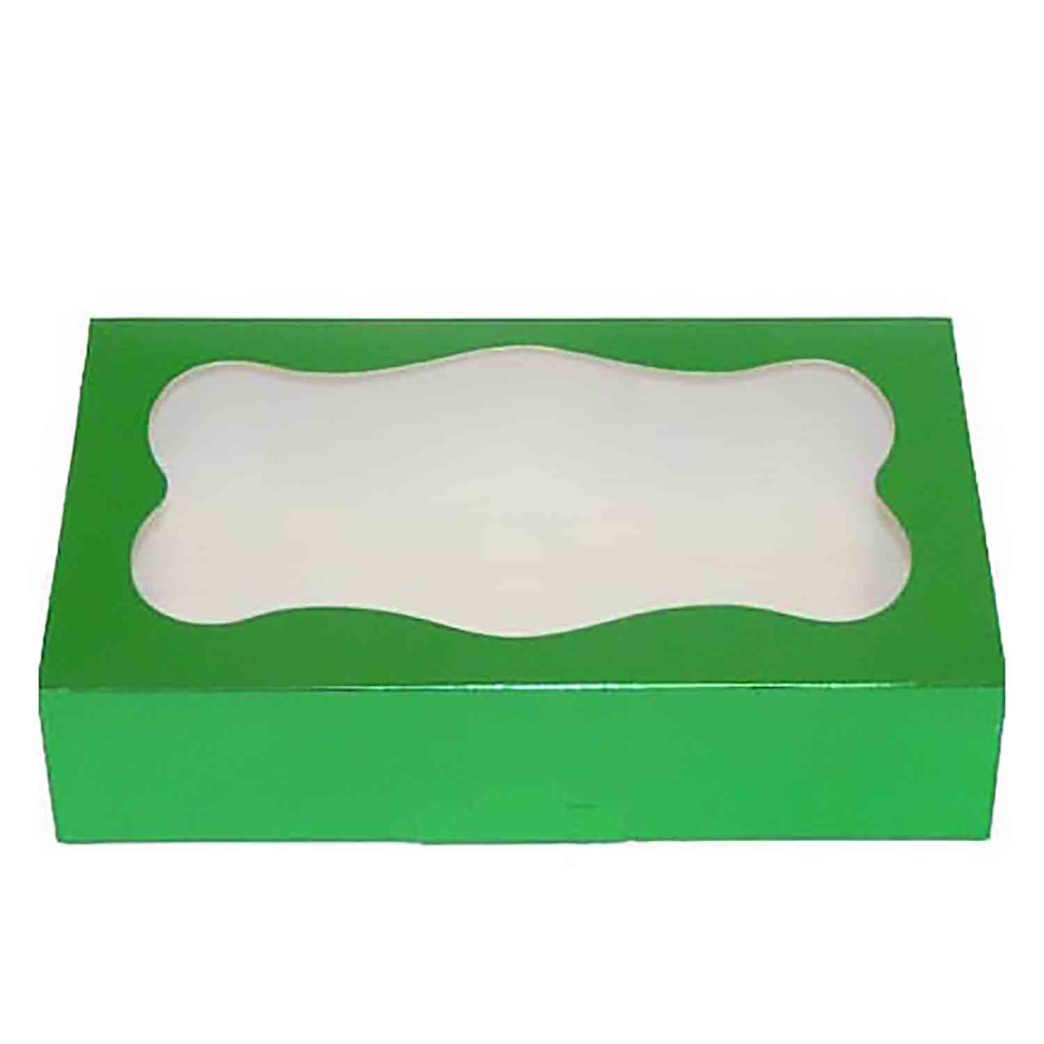 2 lb Green Foil Cookie Box with Window