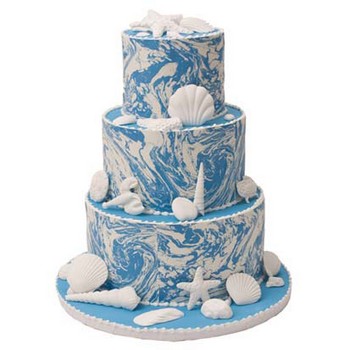 Blue Marble Seashell Cake