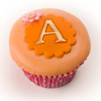 Orange Monogram Cupcake