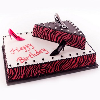 Hot Pink and Black Zebra Print Birthday Cake