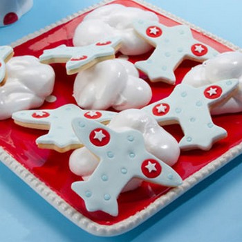 Airplane Cookies with Marshmallow Clouds