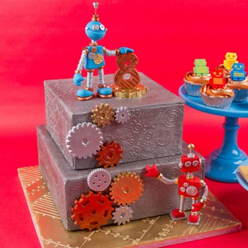 Robot and Gears Cake
