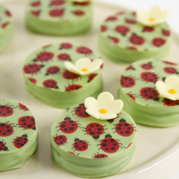 Ladybug and Flower Dipped Sandwich Cookies