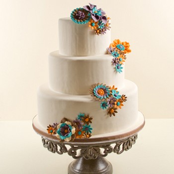Fall Fabric Flowers Cake