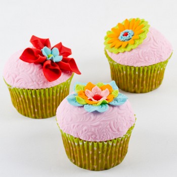 Fabric Flower Cupcakes