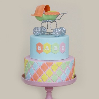 Pastel Baby Cake with Carriage