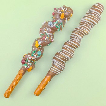 Caramel Wrapped, Chocolate Dipped Pretzel Sticks