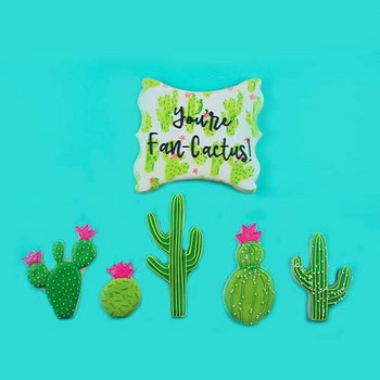Cactus Cookies and Stenciled Plaque Cookies
