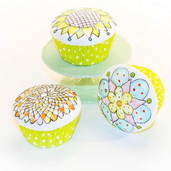 Watercolor Whimsy Blooms Cupcakes