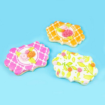 Stenciled Floral Plaque Cookies