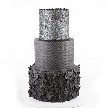 Black Bas Relief Fondant Cake