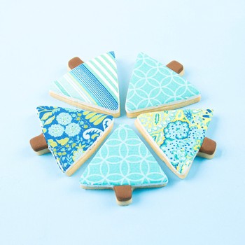 Blue Pattern Christmas Tree Cookies