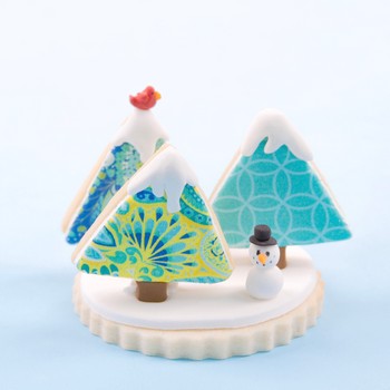 3D Blue Christmas Tree Cookie Scene