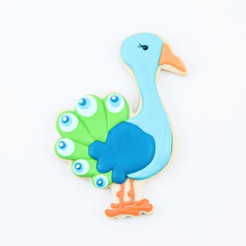 Peacock Royal Icing Cookie