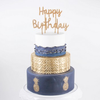 Gold Pineapple Birthday Cake