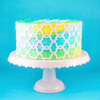 Rainbow Ombre Floral Cut-Out Cake