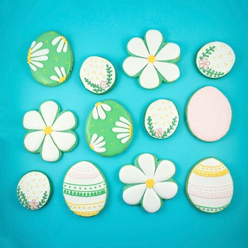 Blue Easter Royal Icing Cookies