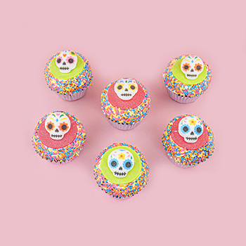 Sprinkle Sugar Skull Cupcakes