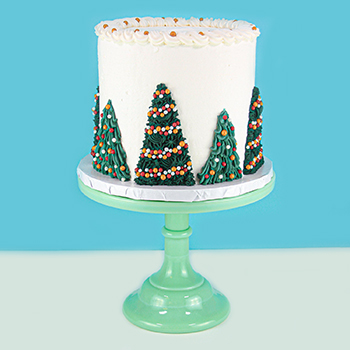 Piped Christmas Tree Cake