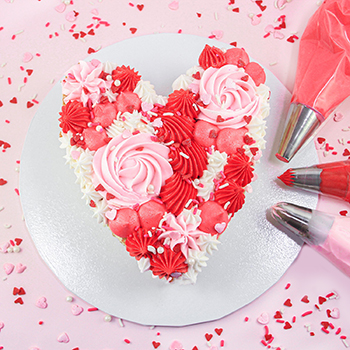 Piped Heart Cake